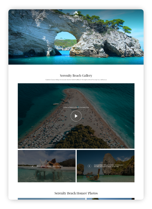 serenity beach webpage
