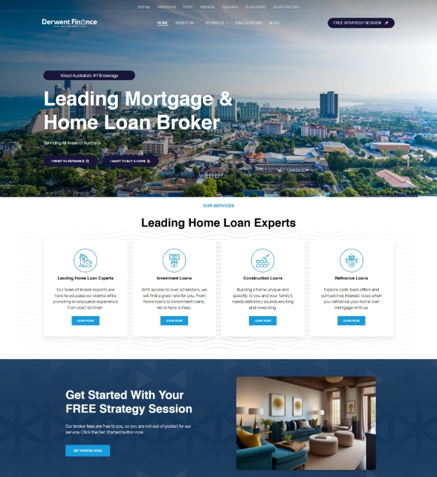 derwent finance mortgage and home loan broker webpage