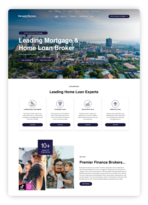 Derwent finance home loan broker webpage